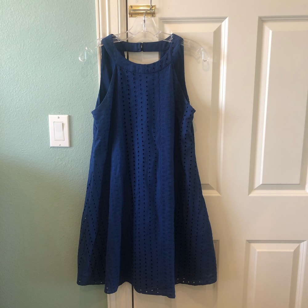 Francesca’s Eyelet Navy Blue Tank Shift Dress